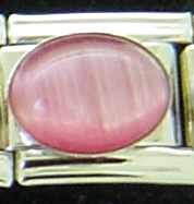 Large pink oval - enamel charm - Click Image to Close